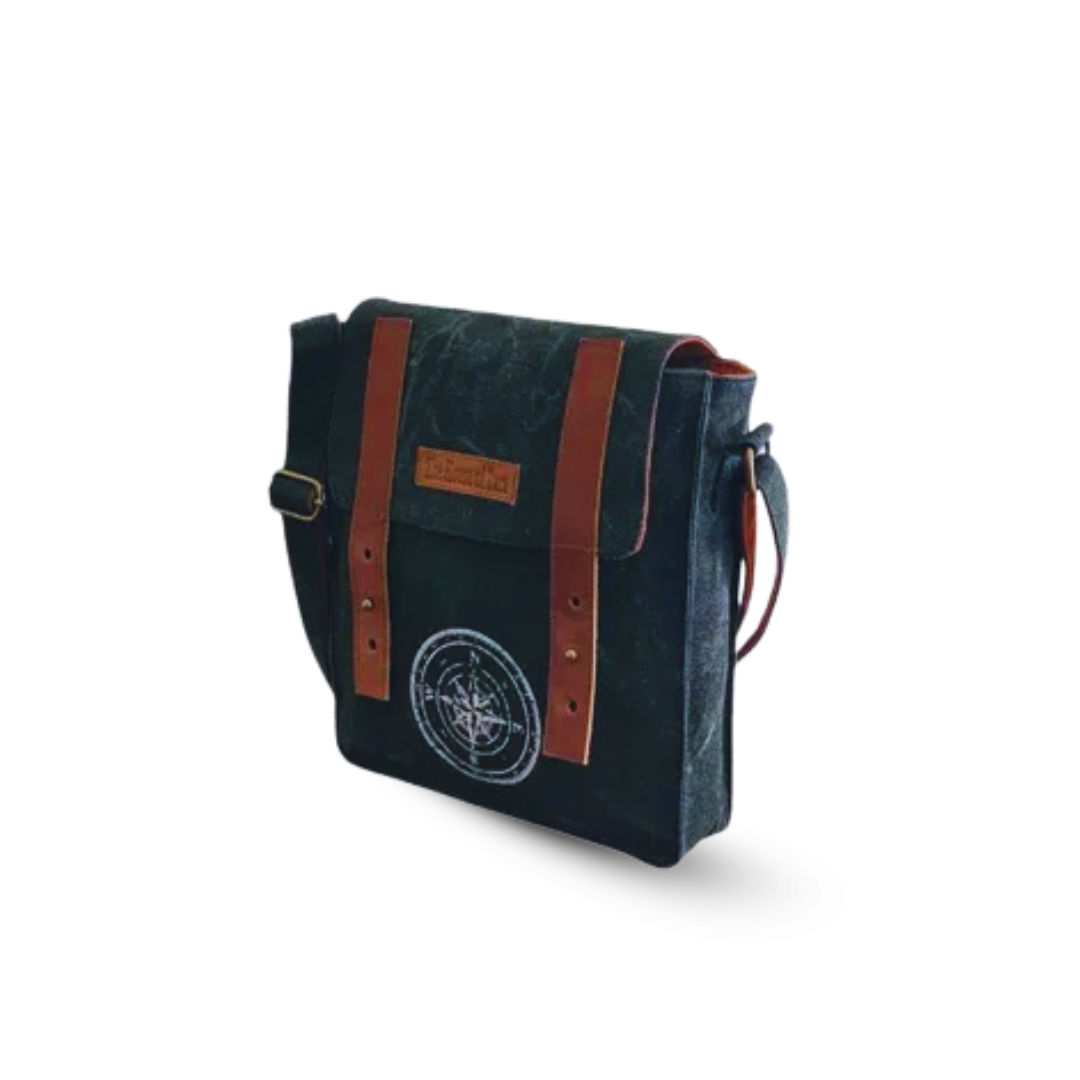 Black Unisex Compact Messenger Bag for Everyday Use